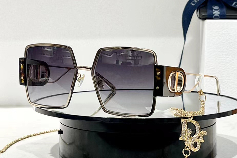30Montaigne S4U Sunglasses Gold Black Gradient Gray