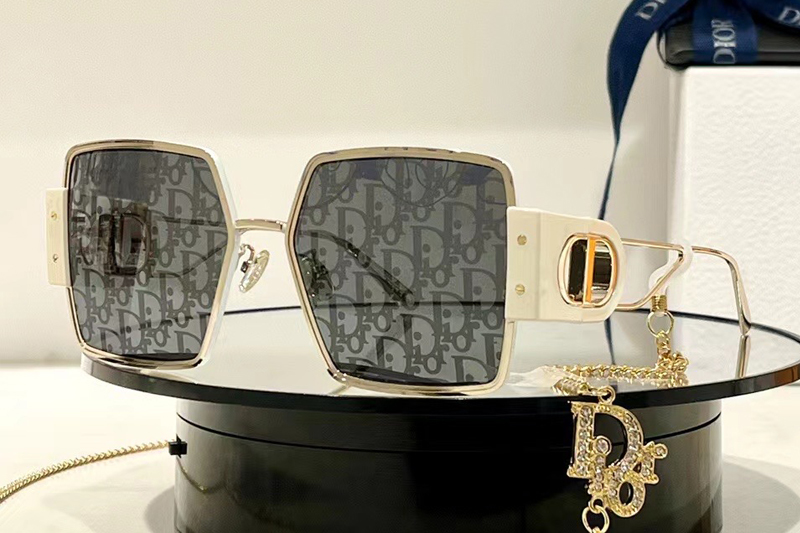 30Montaigne S4U Sunglasses Gold White Silver Logo