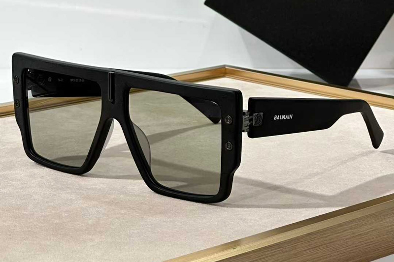 BPS-201A Sunglasses Matte Black Light Green