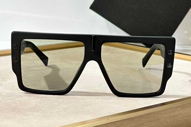 BPS-201A Sunglasses Matte Black Light Green