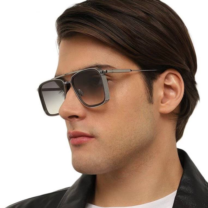 Brad Sunglasses Silver Black Gradient Blue