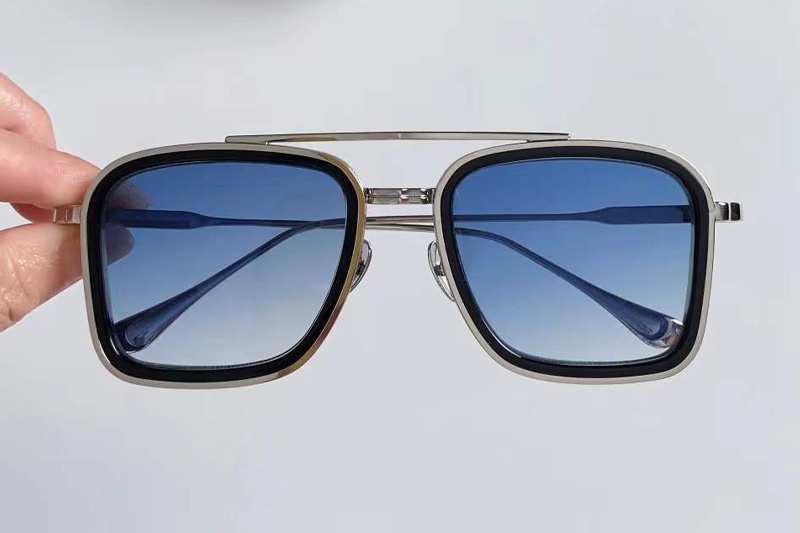 Brad Sunglasses Silver Black Gradient Blue