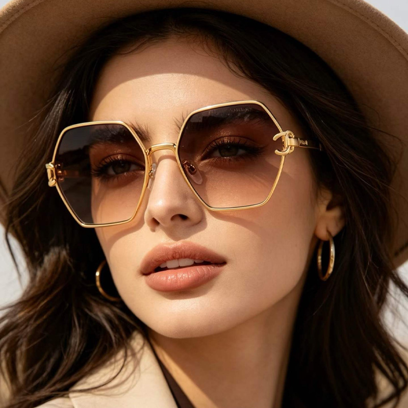 CH2231 Sunglasses Gold Gradient Brown