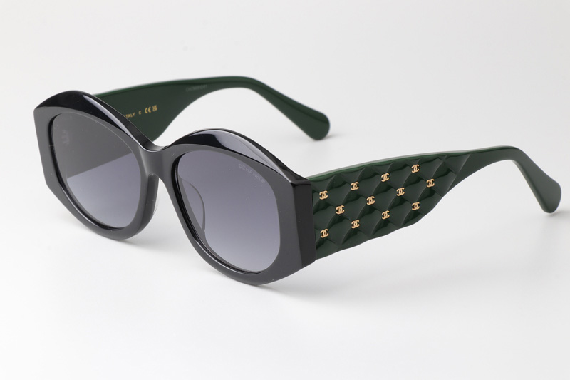 CH5486 Sunglasses Black Green Gradient Gray