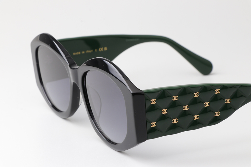 CH5486 Sunglasses Black Green Gradient Gray