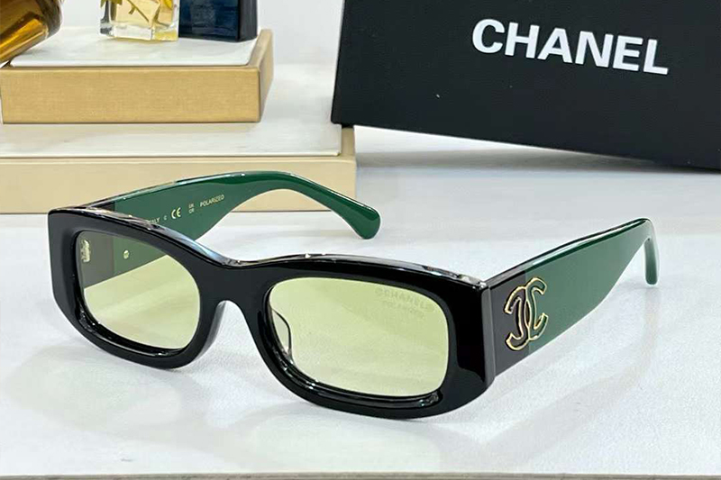 CH5525 Sunglasses Black Green Yellow