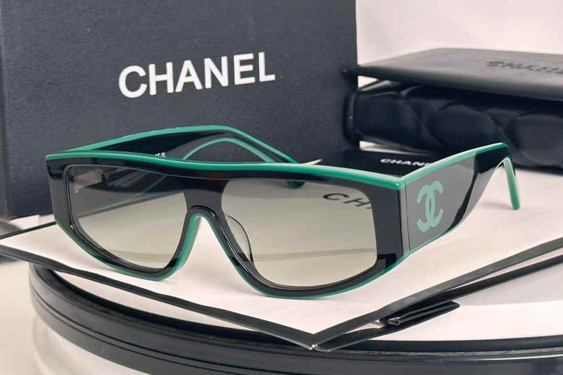 CH6057 Sunglasses Black Green Gradient Green