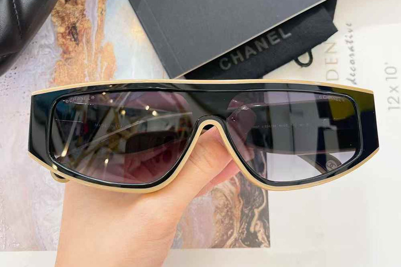 CH6057 Sunglasses Black Yellow Gradient Gray