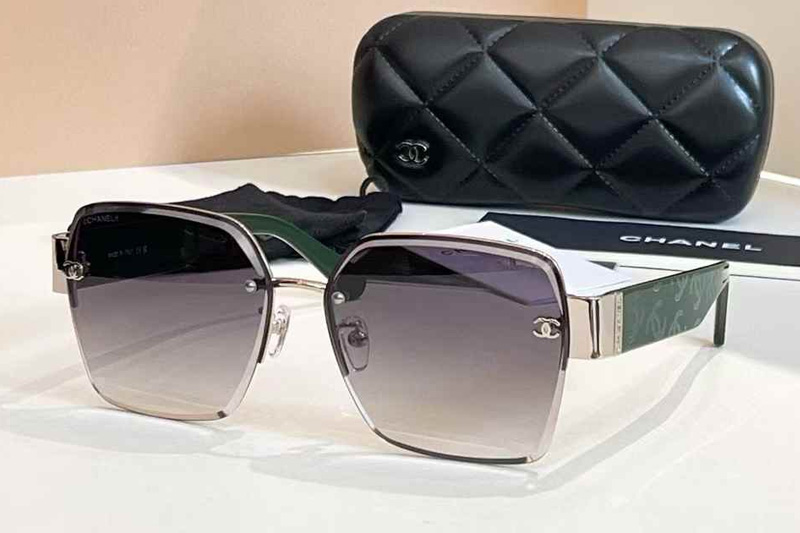 CH6065S Sunglasses Silver Green Gradient Gray