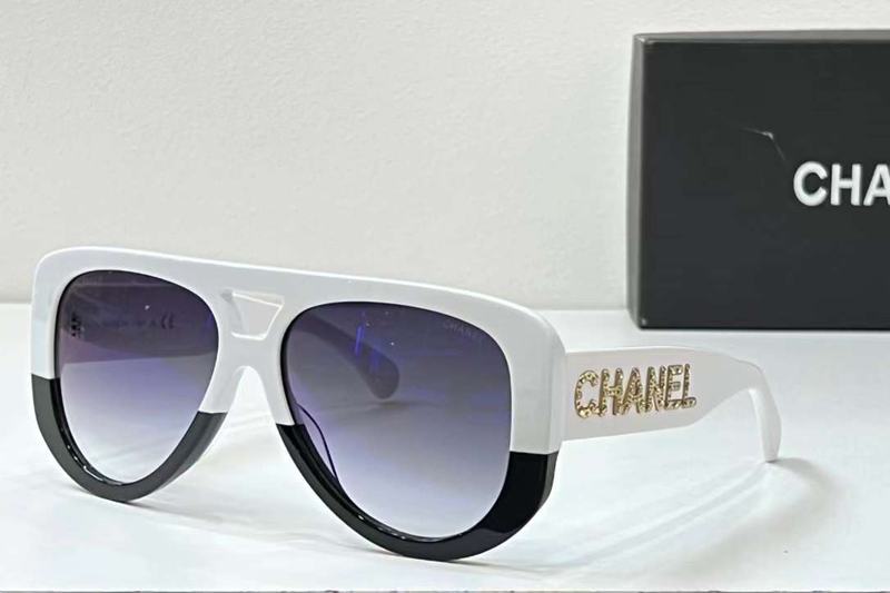 CH71354 Sunglasses White Black Gradient Gray