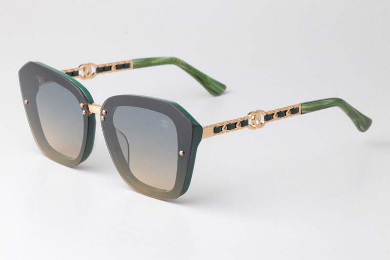 CHA95050 Sunglasses Green Gradient Gray