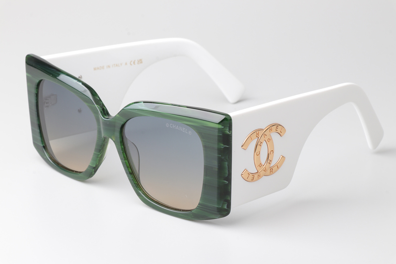 CHA95066 Sunglasses Green White Gradient Gray