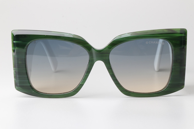 CHA95066 Sunglasses Green White Gradient Gray