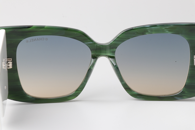 CHA95066 Sunglasses Green White Gradient Gray