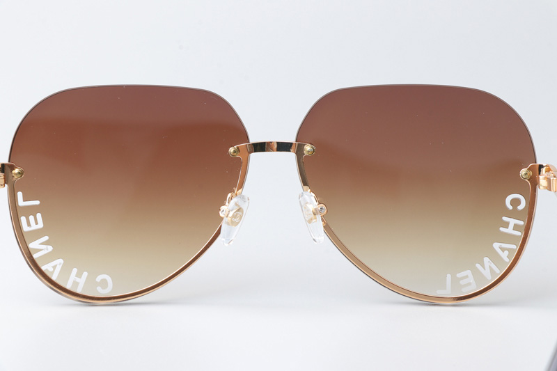 CHA95086 Sunglasses Gold Gradient Brown