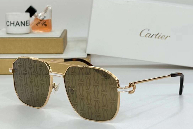 CT0333S Sunglasses Gold Brown Logo