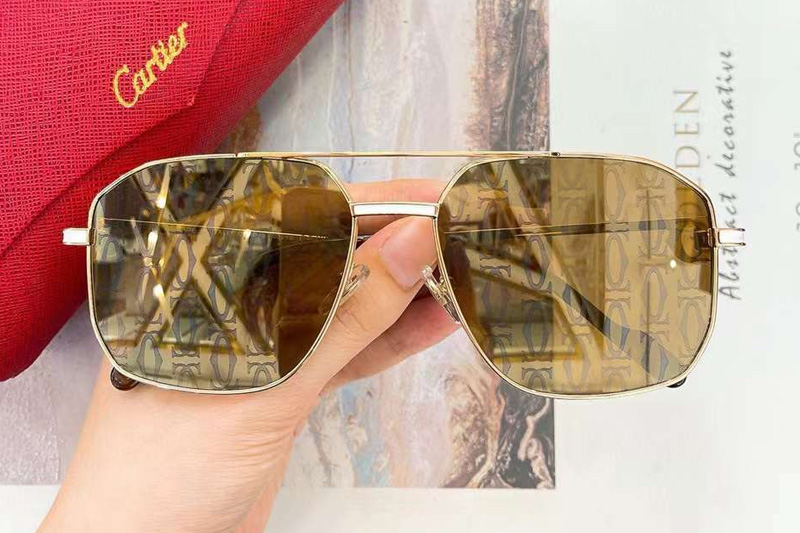 CT0333S Sunglasses Gold Brown Logo