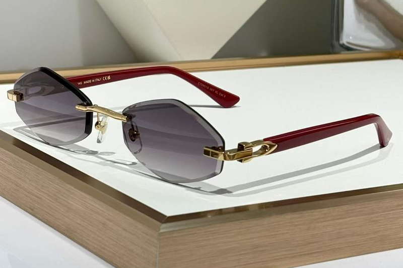 CT0901S Sunglasses Gold Wood Gradient Gray