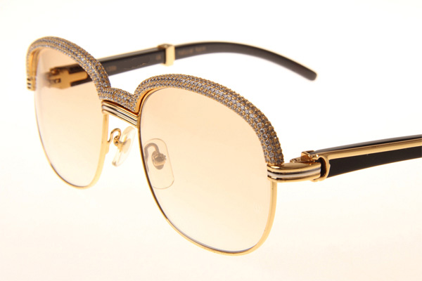 CT 1116679 Diamond Black Buffalo Sunglasses In Gold Brown