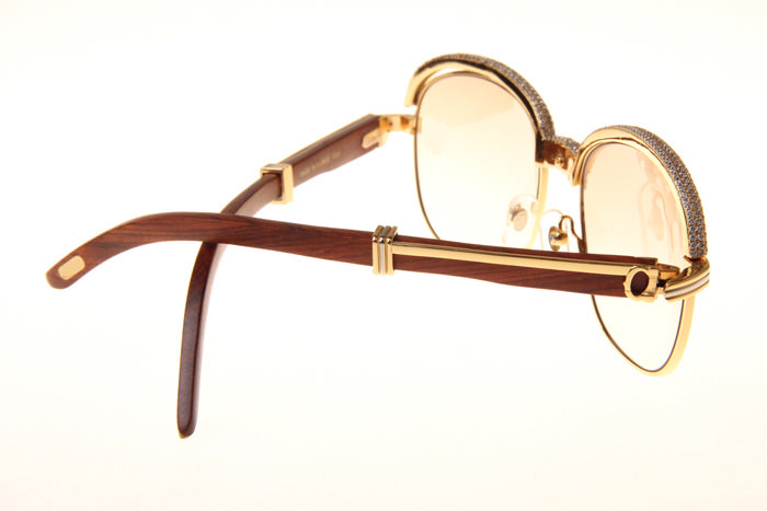 CT 1116679 Diamond Wood Sunglasses In Gold Brown