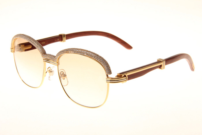 CT 1116679 Diamond Wood Sunglasses In Gold Brown