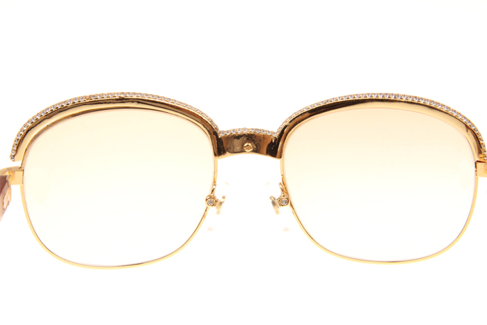 CT 1116679 Diamond Wood Sunglasses In Gold Brown