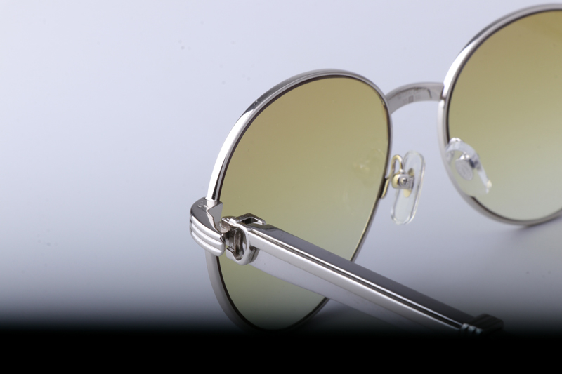 CT 1990-0692 Stainless Steel Sunglasses Silver Gradient Green