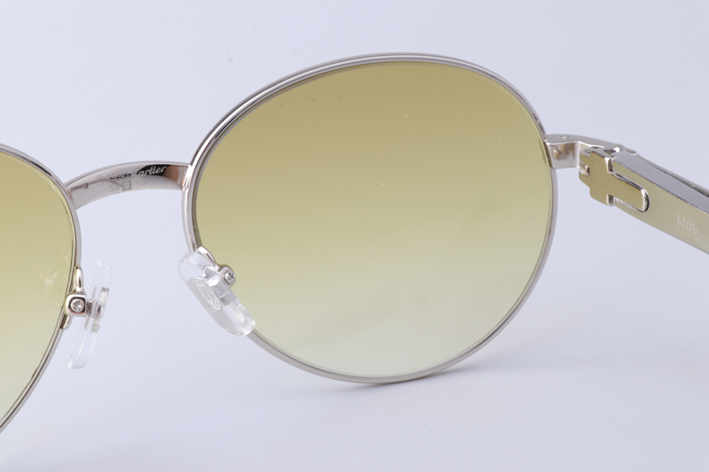 CT 1990-0692 Stainless Steel Sunglasses Silver Gradient Green