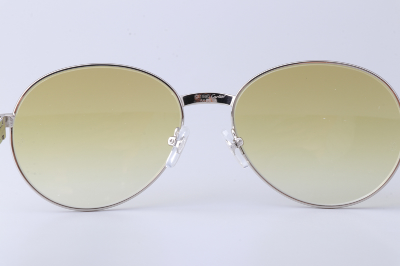 CT 1990-0692 Stainless Steel Sunglasses Silver Gradient Green