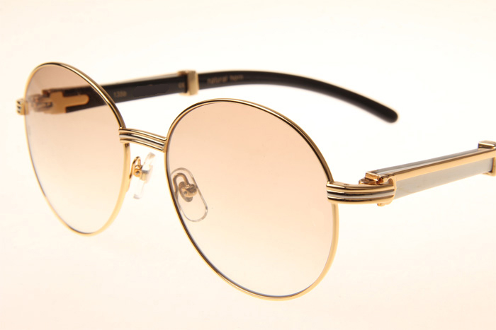 CT 1990-0692 White Mix Black Buffalo Sunglasses In Gold Brown