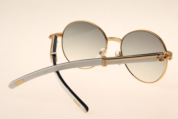 CT 1990-0692 White Mix Black Buffalo Sunglasses In Gold Grey