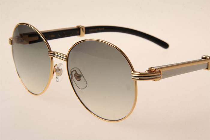 CT 1990-0692 White Mix Black Buffalo Sunglasses In Gold Grey