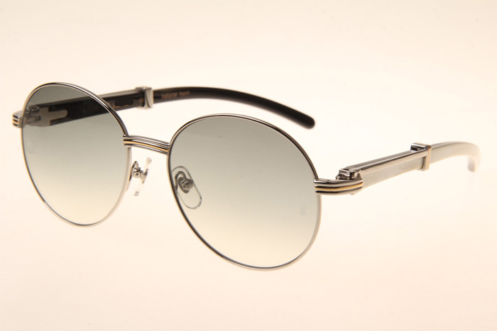 CT 1990-0692 White Mix Black Buffalo Sunglasses In Silver Grey