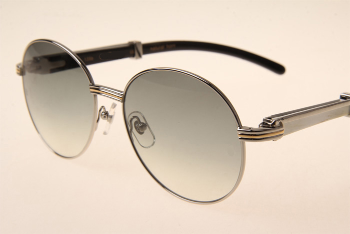 CT 1990-0692 White Mix Black Buffalo Sunglasses In Silver Grey