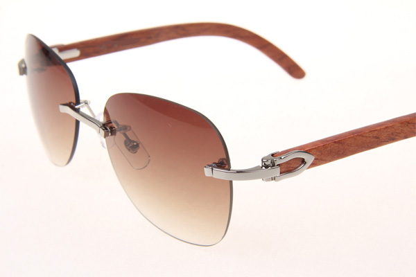 CT 3524012 Aviator Lens Wood Sunglasses In Silver Brown