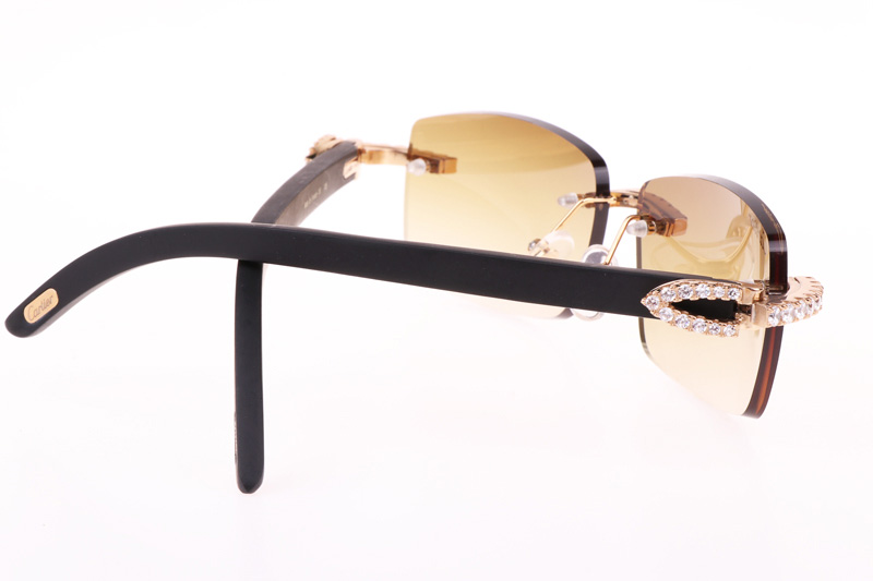 CT 3524012 Big Diamond Black Wood Sunglasses In Gold Brown