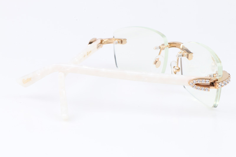 CT 3524012 Big Diamond Eyeglasses In Gold White