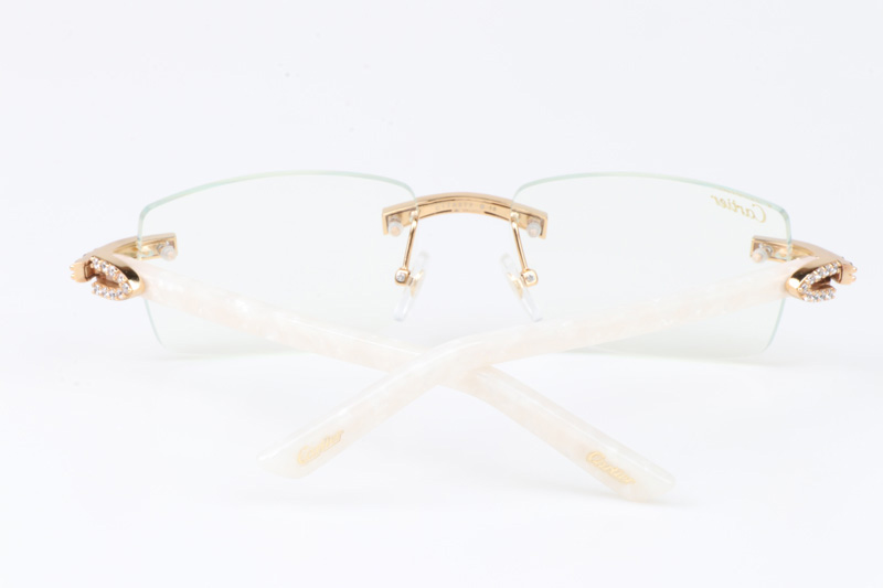 CT 3524012 Big Diamond Eyeglasses In Gold White