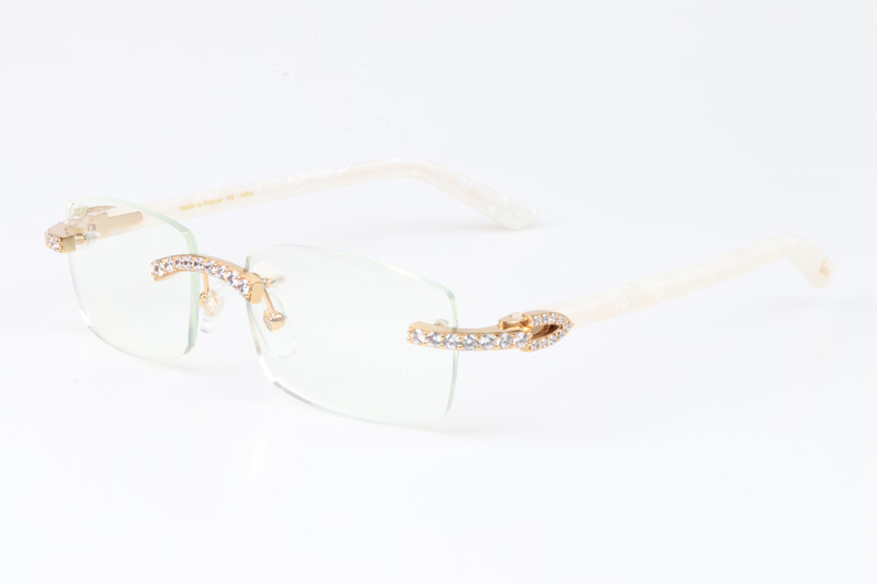 CT 3524012 Big Diamond Eyeglasses In Gold White