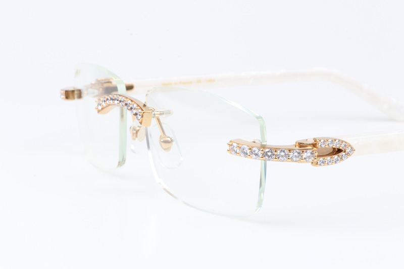CT 3524012 Big Diamond Eyeglasses In Gold White