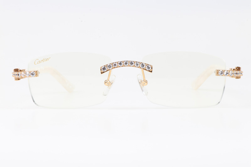 CT 3524012 Big Diamond Eyeglasses In Gold White