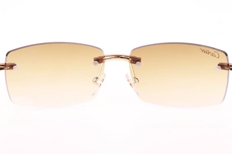 CT 3524012 Big Diamond Green Wood Sunglasses In Gold Brown