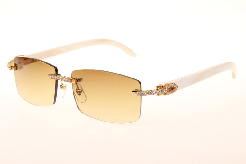 CT 3524012 Big Diamond White Buffalo Sunglasses In Gold Brown