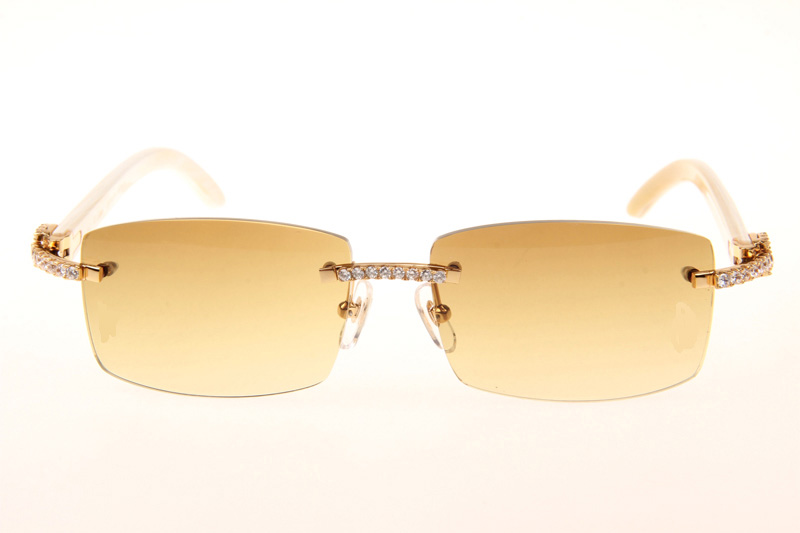 CT 3524012 Big Diamond White Buffalo Sunglasses In Gold Brown