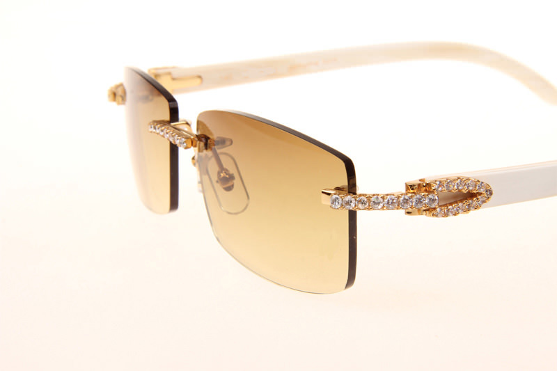 CT 3524012 Big Diamond White Buffalo Sunglasses In Gold Brown