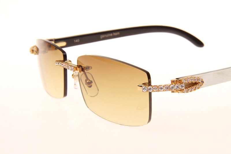 CT 3524012 Big Diamond White Mix Black Buffalo Sunglasses In Gold Brown