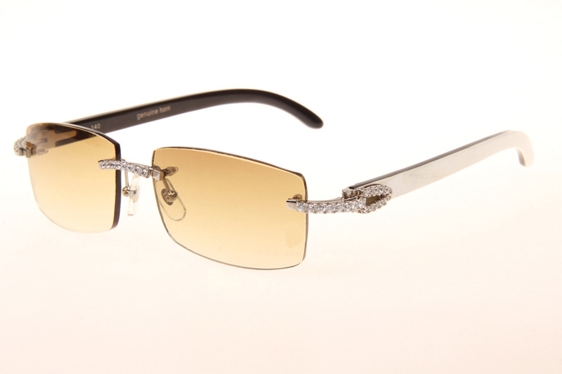 CT 3524012 Big Diamond White Mix Black Buffalo Sunglasses In Silver Brown