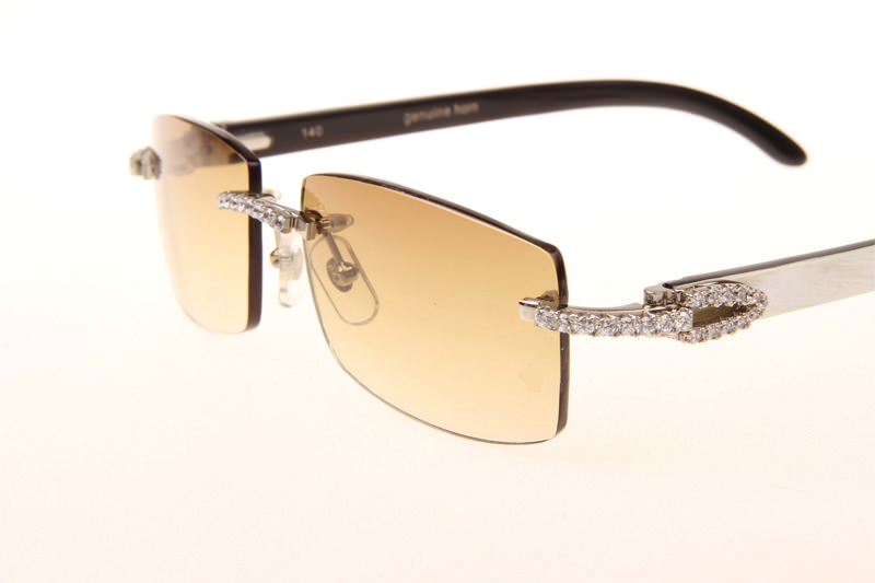 CT 3524012 Big Diamond White Mix Black Buffalo Sunglasses In Silver Brown