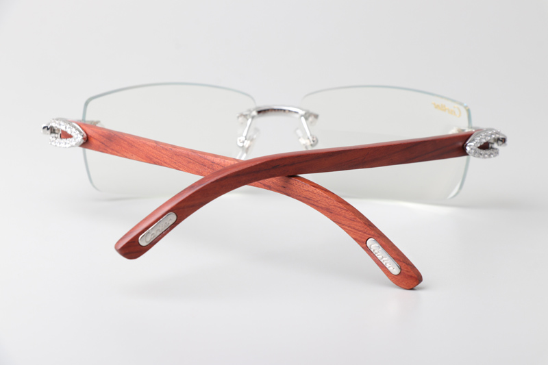 CT 3524012 Big Diamond Wood Eyeglasses Silver