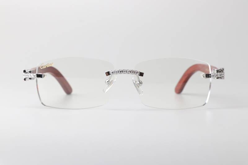 CT 3524012 Big Diamond Wood Eyeglasses Silver